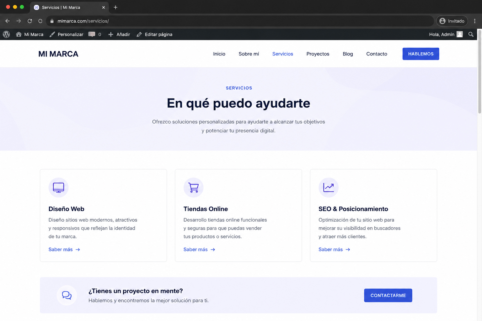 Ejemplo de tienda web en WordPress